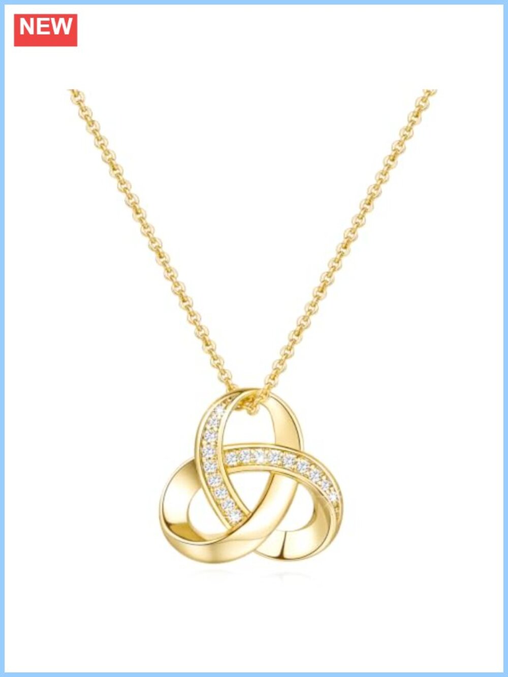 14K Gold Plated Infinity Love Knot Pendant Necklace Cubic Zirconia